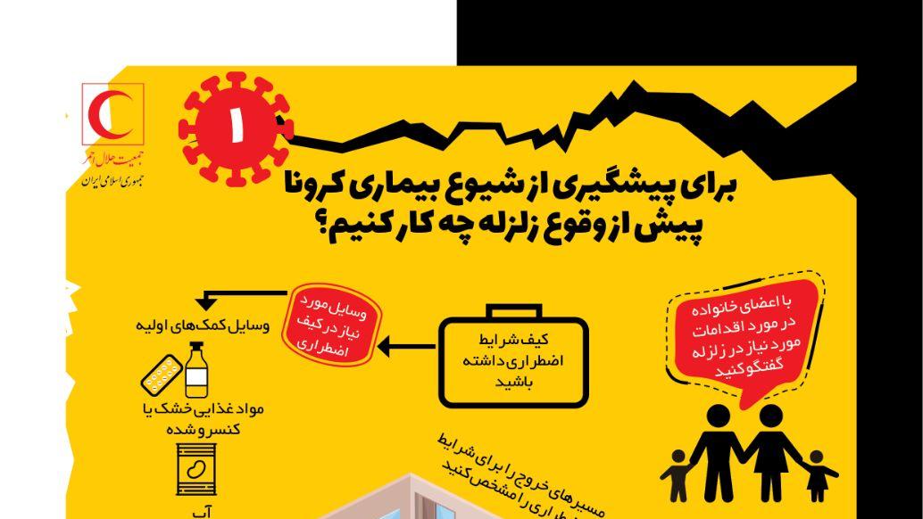 در دوران کرونا، چگونه در زلزله ایمن بمانیم و کووید۱۹ هم نگیریم؟/ اینفوگرافیک