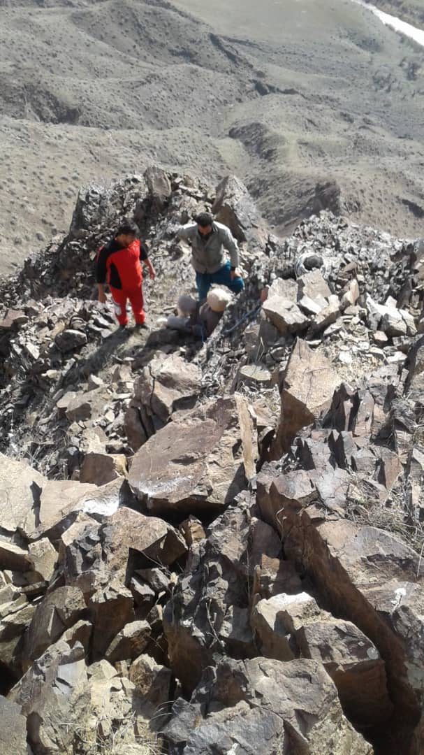 نجات دامدار ۷۰ ساله از صخره های سخت گذر ارتفاعات رودبار