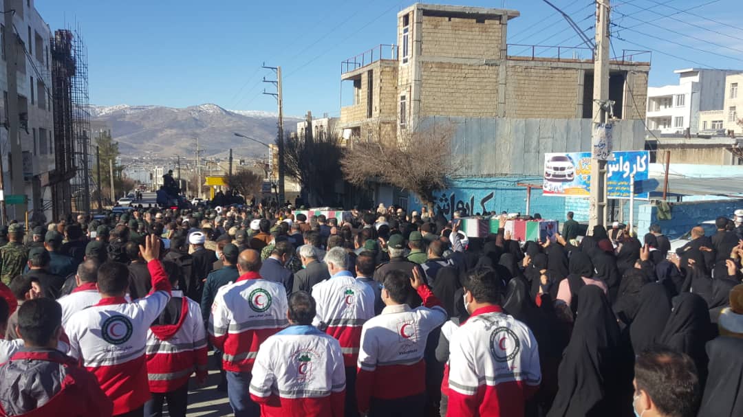 وداع امدادگران جمعیت هلال احمر کهگیلویه و بویراحمد با شهید امدادگر قربانعلی عادل نژاد