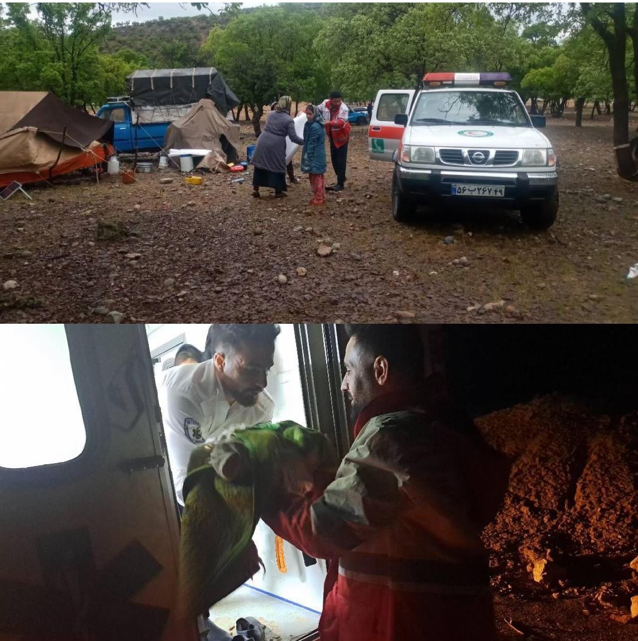 امدادرسانی ١٠ خانوار عشایر گرفتار در بارندگیهای اخیر شهرستان دنا / نجات جان کودک یکساله در مناطق صعبالعبور زیلایی